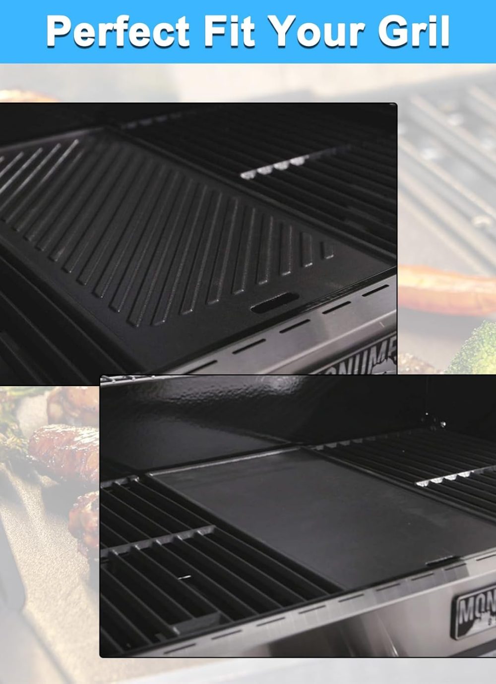 Adviace Replacement Parts for Monument Grill 35633 77352 13892 41847NG 24367 24633 17842 77352MB 77352-MB Denali 405 Denali 425, Reversible Cast Iron Cooking Plate for Monument Grills 96333 - Image 3