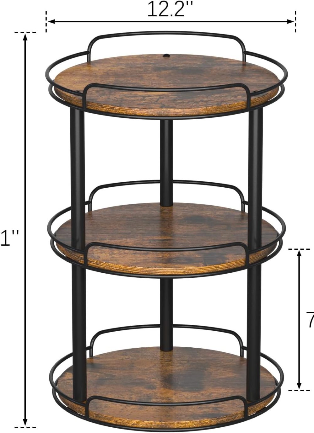 LAMU 12.2'' Wood Lazy Susan Turntable Organizer for Cabinet, 3 Tier Lazy Susan Spice Rack Organizer for Kitchen, Table Top, Countertop, Pantry, Bathroom - Image 6