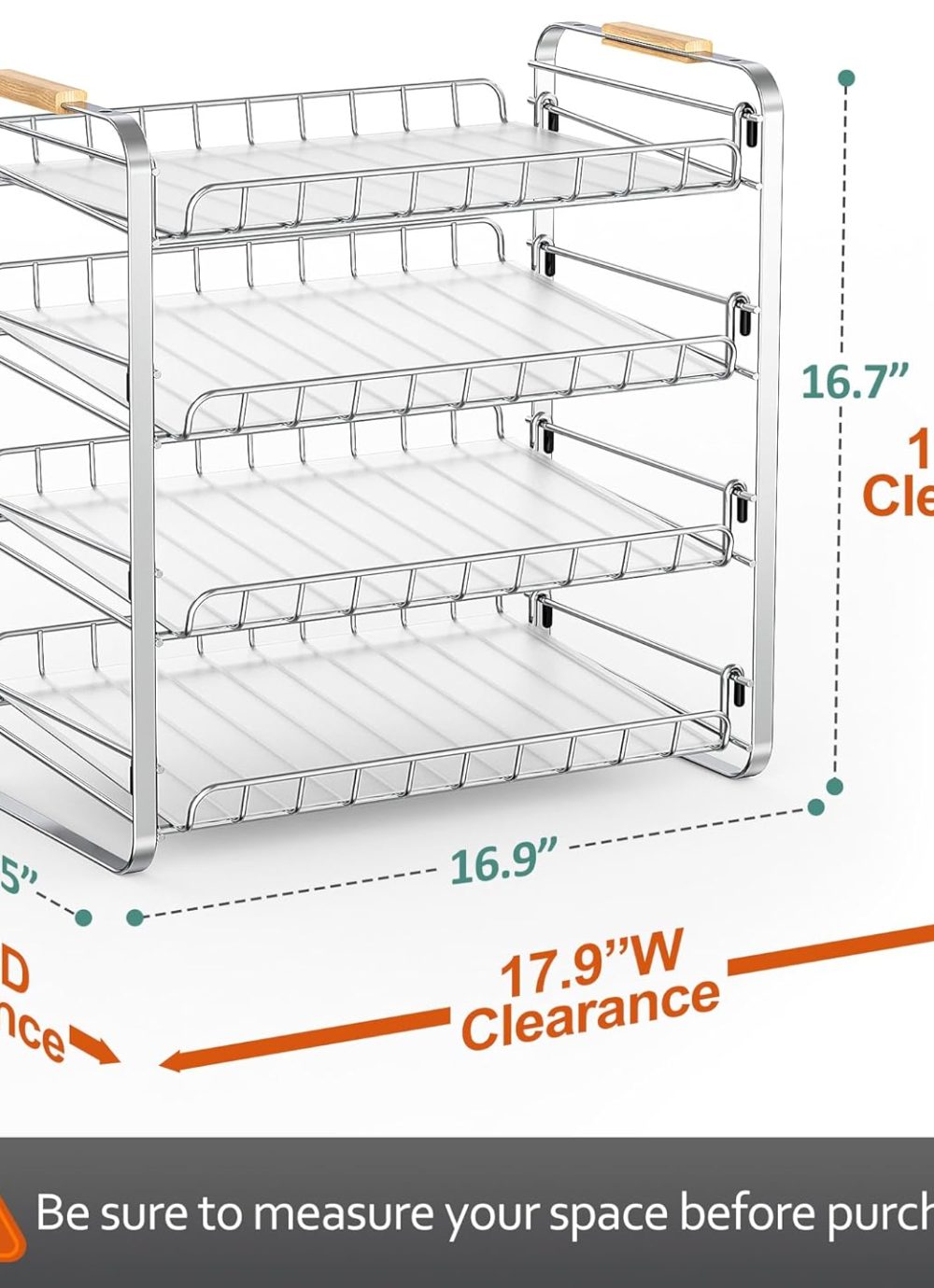 MAXIFFE 4 Tier Can Organizer for Pantry, Space-Saving Adjustable Easy Assembly Metal Sturdy Hold 48 Cans Storage Rack Holder Dispenser for Kitchen Countertop Cabinet RV, for Soda Drinks Fruits, Chrome - Image 6